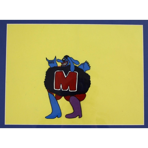 544 - The Beatles - original film cell from the Yellow Submarine film, featuring the Blue Meanie, mounted ... 