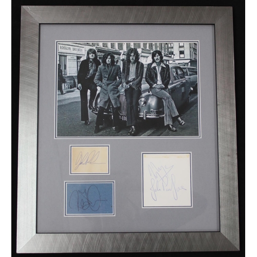 558 - Led Zeppelin - autograph display featuring Jimmy Page and John Paul Jones on one page and Robert Pla... 