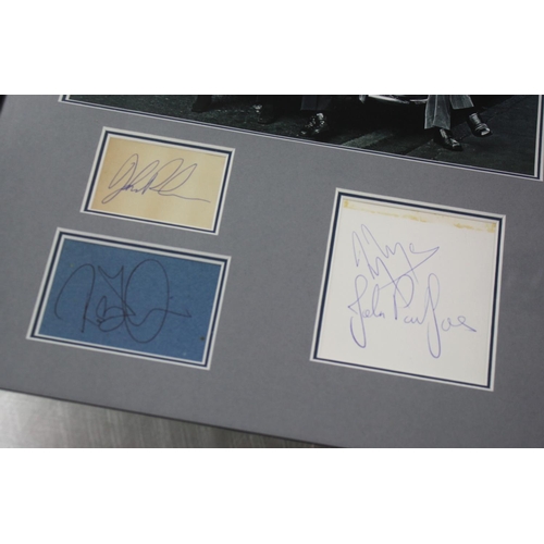 558 - Led Zeppelin - autograph display featuring Jimmy Page and John Paul Jones on one page and Robert Pla... 