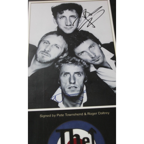 563 - The Who - autographed display signed by Pete Townshend and Roger Daltrey upon a black and white phot... 