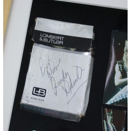 564 - Randy Rhodes - autographed Lambert & Butler cigarette packet, within a box frame with provenance... 