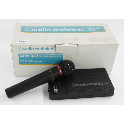 1259 - Audio Technica ATW-0321L VHF wireless microphone system, boxed