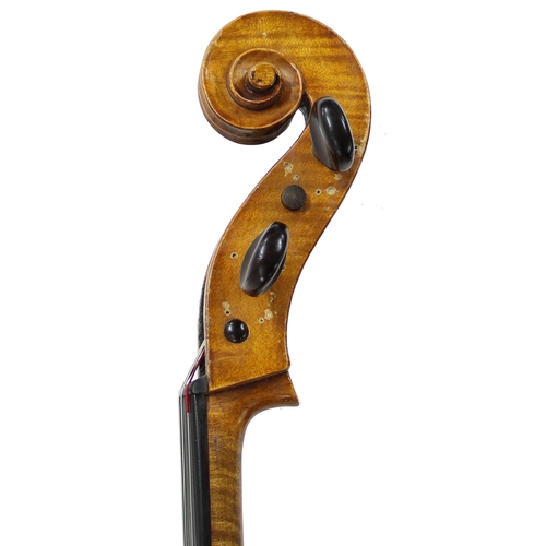 2506 - German violoncello labelled Ferdinand Lang, Schombach...1907, 30 1/4