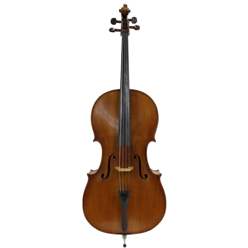 2506 - German violoncello labelled Ferdinand Lang, Schombach...1907, 30 1/4