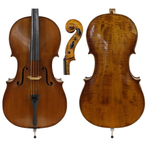 2506 - German violoncello labelled Ferdinand Lang, Schombach...1907, 30 1/4