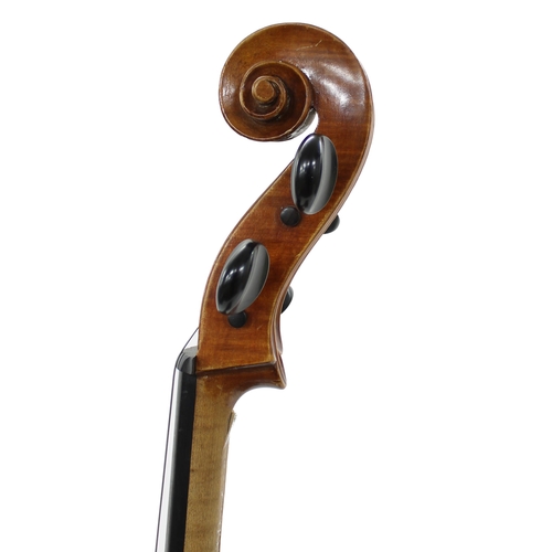 2508 - Early 20th century German three-quarter size violoncello in need of restoration, 27 1/4