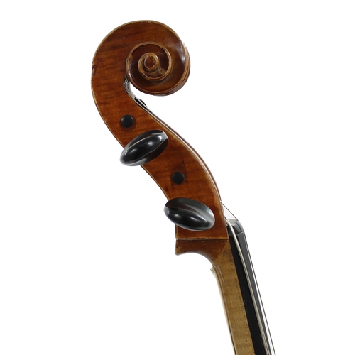 2508 - Early 20th century German three-quarter size violoncello in need of restoration, 27 1/4