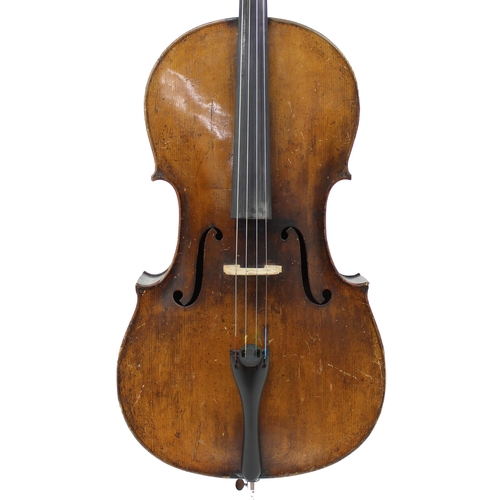 2512 - Good German violoncello of the Schweitzer School circa 1890, the two piece back of plainish wood wit... 