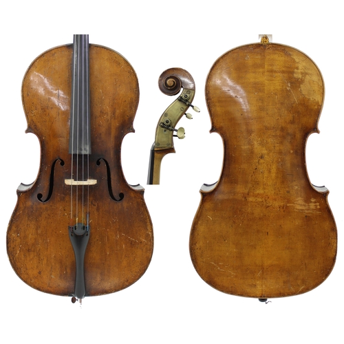 2512 - Good German violoncello of the Schweitzer School circa 1890, the two piece back of plainish wood wit... 