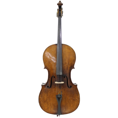 2512 - Good German violoncello of the Schweitzer School circa 1890, the two piece back of plainish wood wit... 