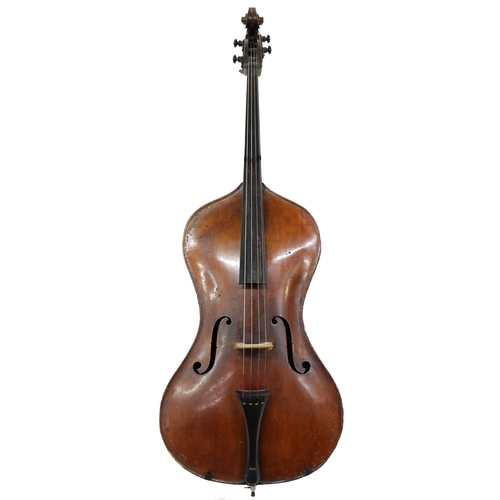 2516 - Good late 19th century German corner-less double bass by and stamped Falero, Patent Angelo, Adorf...... 