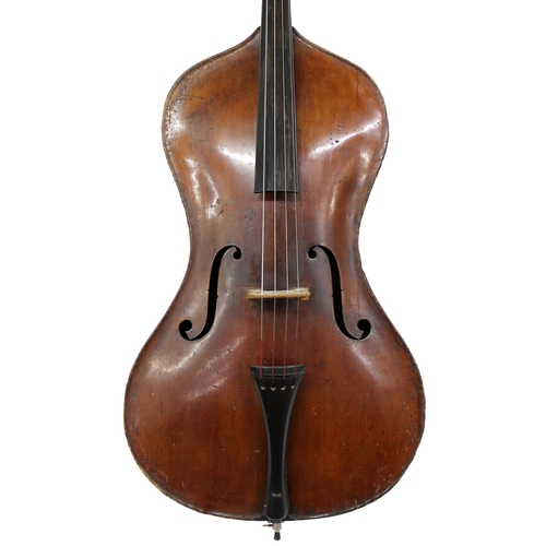 2516 - Good late 19th century German corner-less double bass by and stamped Falero, Patent Angelo, Adorf...... 