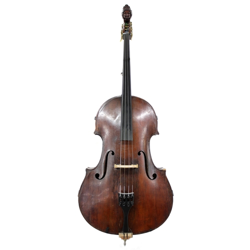 2517 - Good English double bass probably by Georges Adolphe Chanot, with later neck and scroll carved with ... 