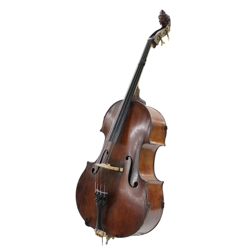 2517 - Good English double bass probably by Georges Adolphe Chanot, with later neck and scroll carved with ... 