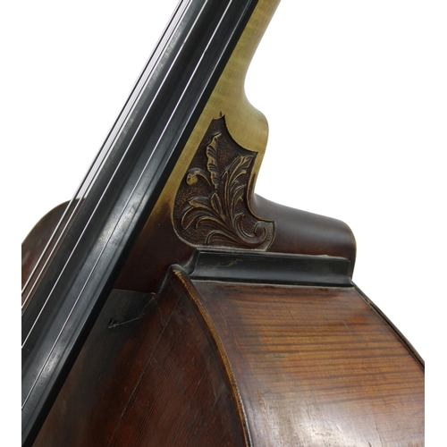 2517 - Good English double bass probably by Georges Adolphe Chanot, with later neck and scroll carved with ... 