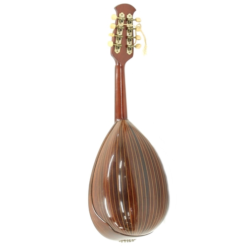 1546 - Suzuki Neapolitan mandolin, model no. 1482, with chevron banded spruce table and mother of pearl dot... 