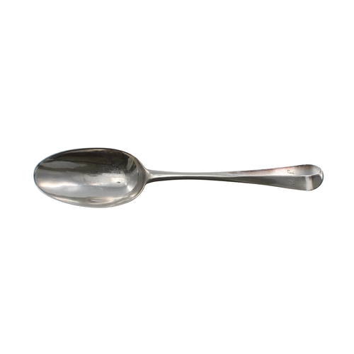 568 - George I Hanoverian pattern rat tail silver table spoon, with engraved crest and engraved initials '... 