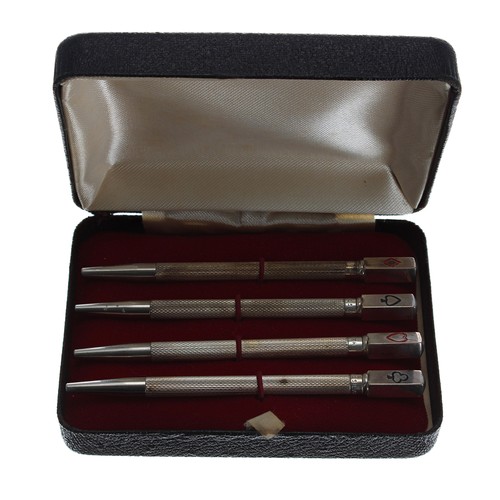 578 - Cased set of Sterling silver bridge scoring pencils, 3.5