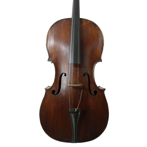 2510 - Interesting late 18th/early 19th century English violoncello, unlabelled, the two piece back of fain... 