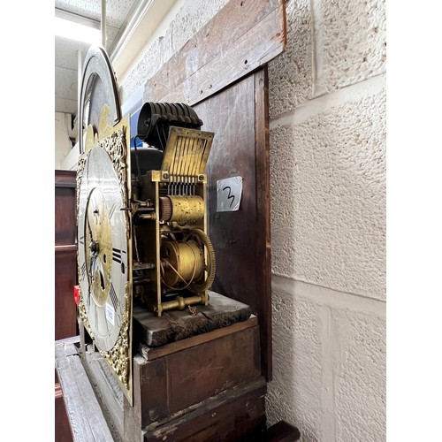 1852 - Mahogany three train chiming longcase clock, the 12