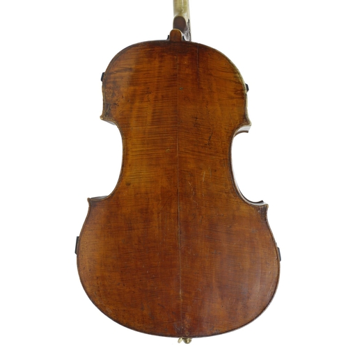 2517 - Good English double bass probably by Georges Adolphe Chanot, with later neck and scroll carved with ... 