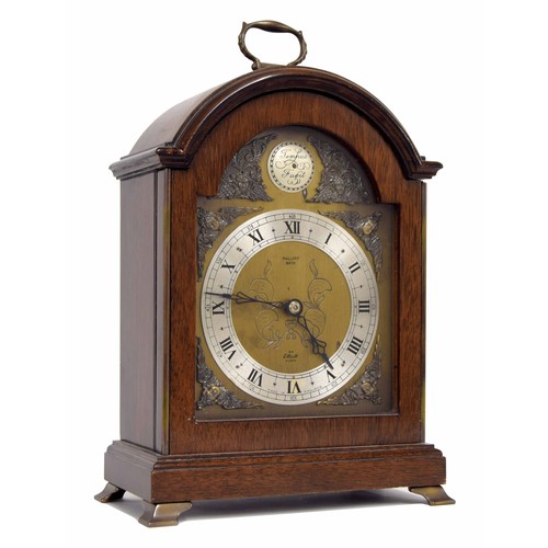 654 - Elliot mahogany cased bracket clock in the Georgian style, the back plate with the Elliot logo made ... 