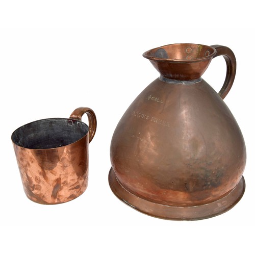 661 - Victorian copper four gallon haystack measure, stamped Payne & Freer, 15