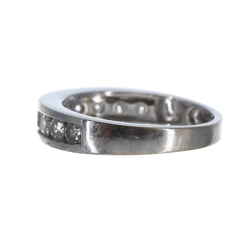 213 - Modern 18ct white gold diamond half eternity ring, round brilliant-cut, 1.00ct, clarity SI, colour G... 