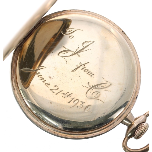 74 - Waltham 9ct lever pocket watch, Birmingham 1935, signed 17 jewel adjusted movement, no. 27509366, si... 