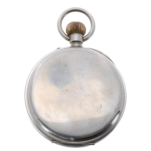 70 - Goliath nickel cased pocket watch, unsigned lever bar movement, bold Roman numeral dial with subsidi... 