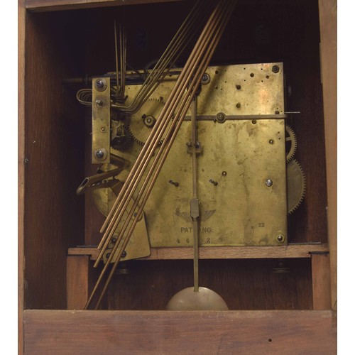 655 - German oak cased three train mantel clock, the Kienzle movement no. 46929 striking on five rods, the... 