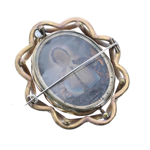 344 - Victorian pinchbeck swivel cameo brooch with a locket reverse, with safety chain, 53.1gm, 72mm x 62m... 