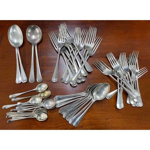 602 - Selection of similar pattern silver plated flatware; primarily Batty of Manchester Romney Plate; als... 