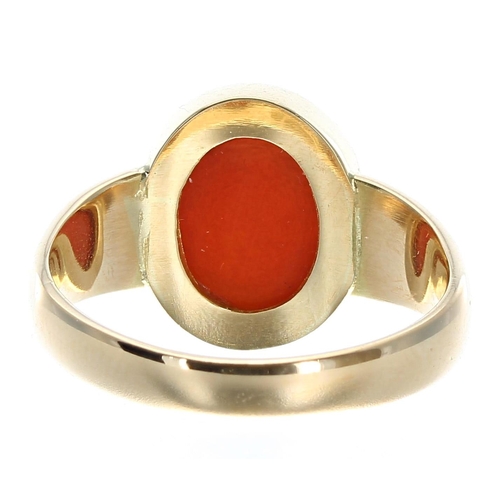 282 - Masonic 18ct sardonyx intaglio ring, London 1901, width 13.5mm, 6.8gm, ring size Q/R... 