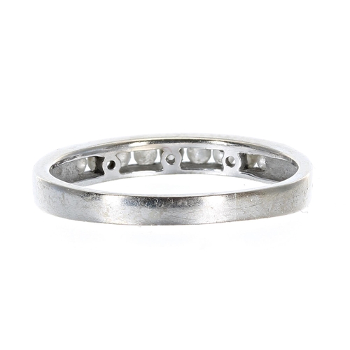 336 - Modern 18ct white gold diamond half eternity ring, 0.25ct, band width 3mm, 2.9gm, ring size P/Q ... 