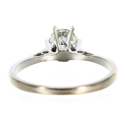 122 - 18ct white gold diamond solitaire ring, round brilliant-cut in a six claw setting, 0.50ct approx, cl... 