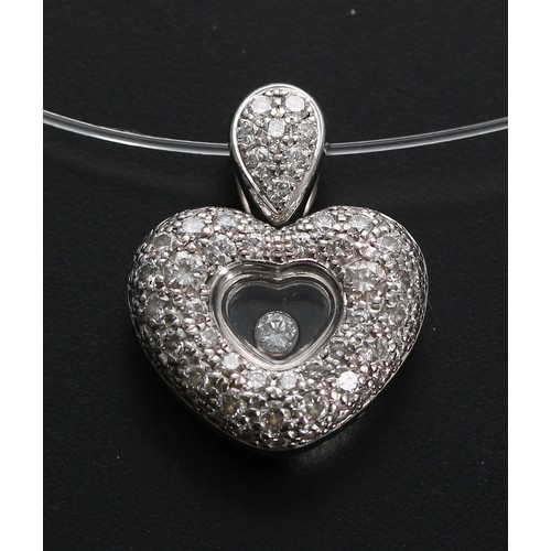 206 - Chopard Happy Diamonds 18ct white gold  heart pendant, signed, no. 9124448, 81/2762, 7gm, 20mm x 16m... 