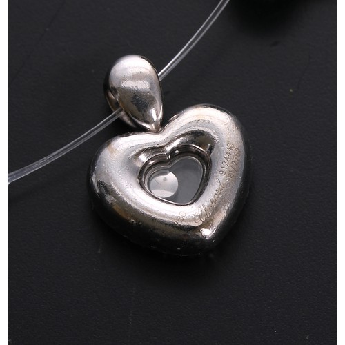 206 - Chopard Happy Diamonds 18ct white gold  heart pendant, signed, no. 9124448, 81/2762, 7gm, 20mm x 16m... 