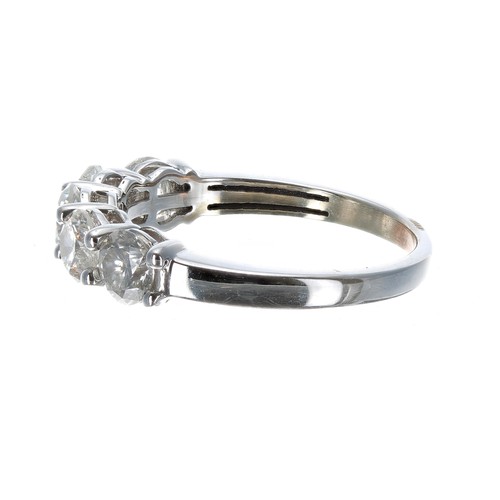 78 - Good white gold five stone diamond ring, round brilliant-cut, estimated 2.00ct approx, clarity SI2-I... 