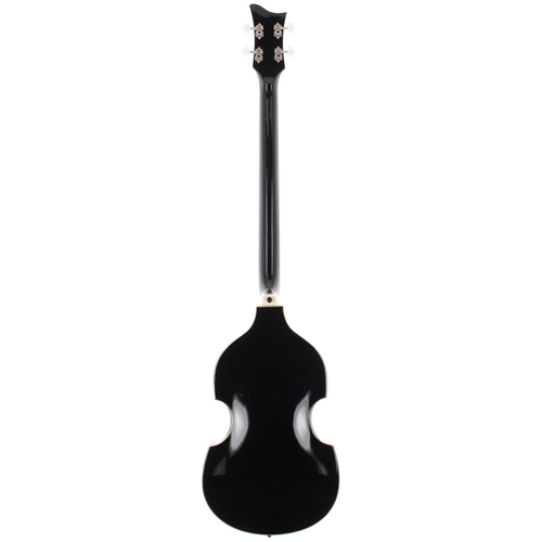 65 - Hofner Contemporary Series violin bass guitar; Body: black finish, minor surface marks; Neck: good; ... 