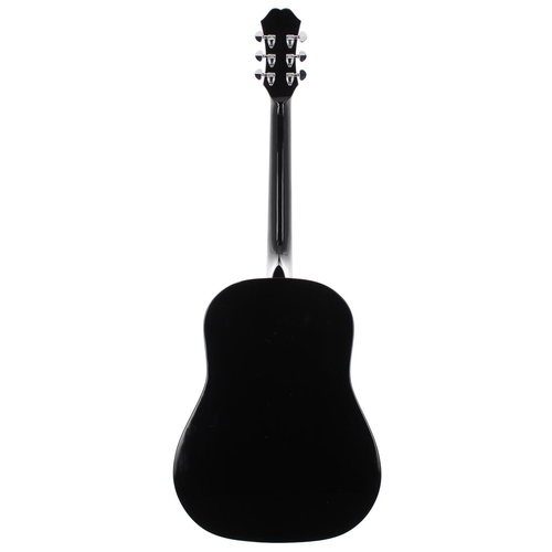 66 - 2000 Epiphone AJ-10/BK acoustic guitar; Body: black finish, surface scratches and scuffs; Neck: good... 