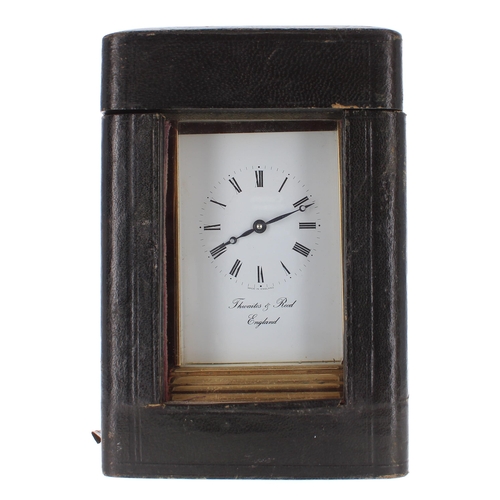 1233 - Contemporary Thwaites & Reed carriage clock timepiece, within a gorge style brass case, 6.25