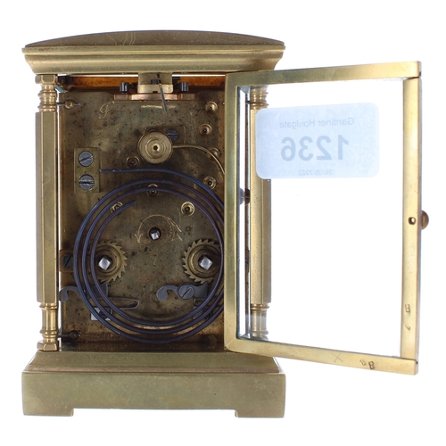 1236 - French carriage clock striking on a gong, the 1.75