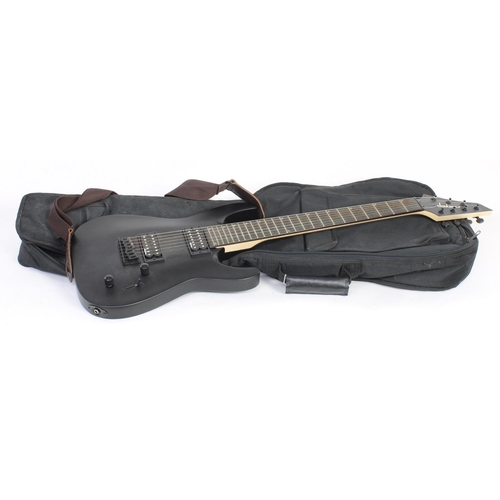 80 - Jackson JS22-7 Dinky Arch Top seven string electric guitar; Body: matt black finish: Neck: maple; Fr... 