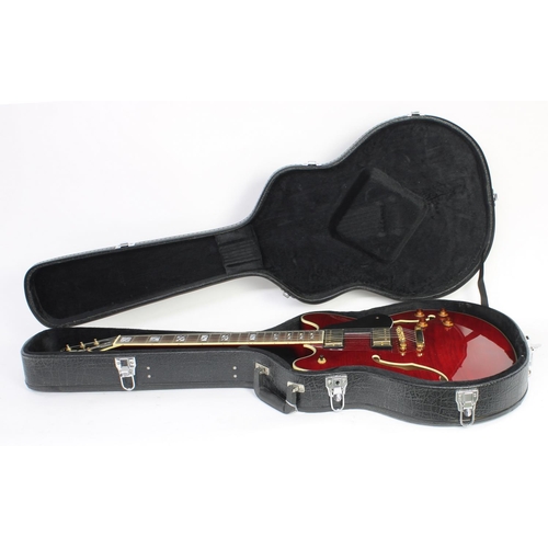 86 - 2006 Washburn HB35WR semi-hollow body electric guitar, made in China, ser. no. N06xxxxx6; Body: wine... 