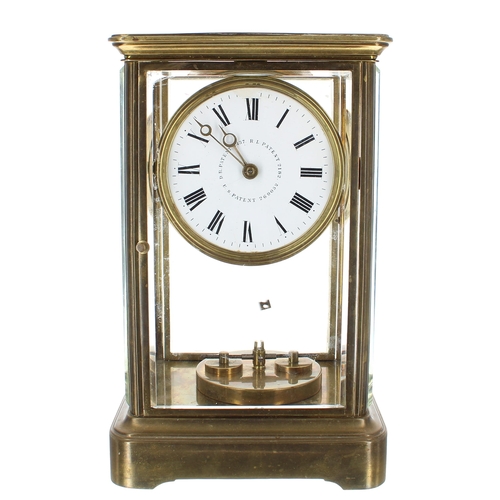 1510 - Brass four glass torsion mantel clock, the 3.75