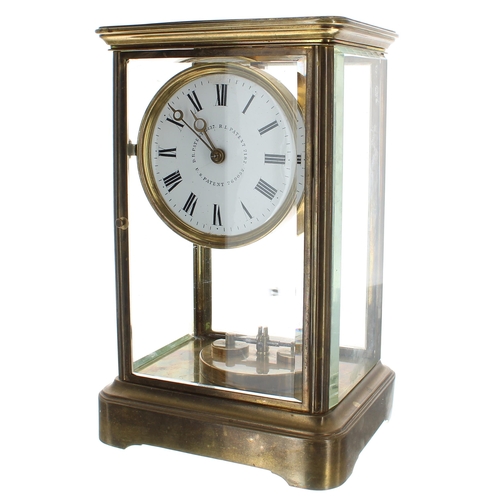 1510 - Brass four glass torsion mantel clock, the 3.75