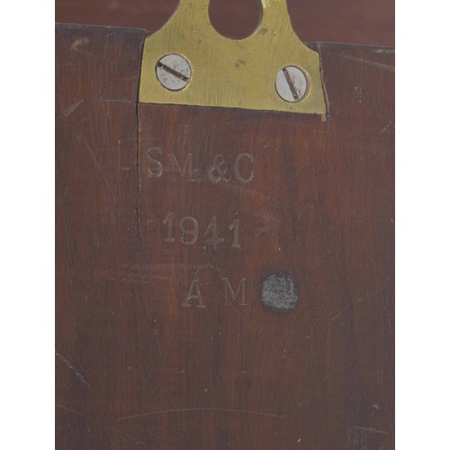 1706 - Good mahogany RAF single fusee operations room sector clock, the 14