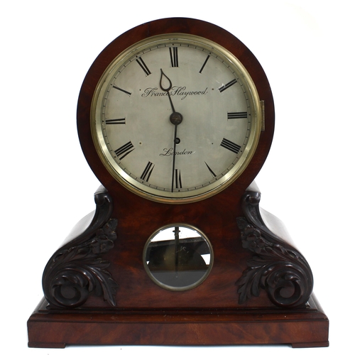 1518 - Mahogany drumhead single fusee mantel clock, the 8