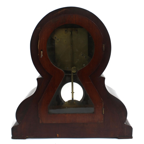 1518 - Mahogany drumhead single fusee mantel clock, the 8